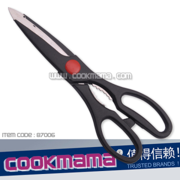 8" black plastic handle kitchen scissors