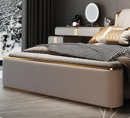 Antique Chinese Minimalist Solid Wood Storage Bed