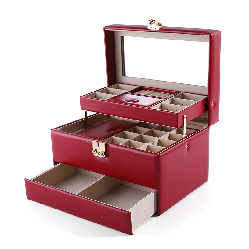 Custom Logo Leather Carry Stand Jewelry Storage Box