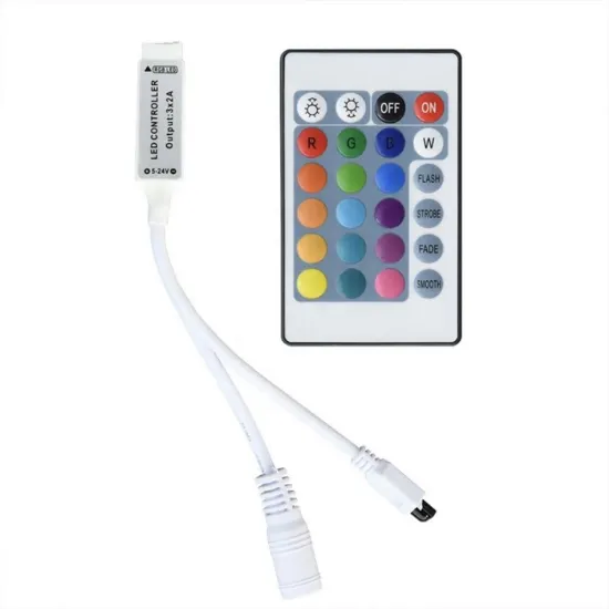 24 Keys DC12V Dual Connector Output IR Remote Control for RGB LED Strip Lights