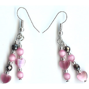 Orecchino ematite con gancio in argento 925 Hotpink