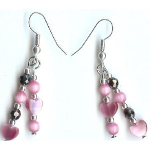 Boucle d&#39;oreille en hématite avec crochet en argent 925 Hotpink