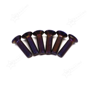 Titanium Burnt Blue Grub Screw Kit with 6 Bolts for Steering Wheel Boss