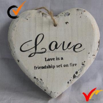 Shabby chic white wooden heart