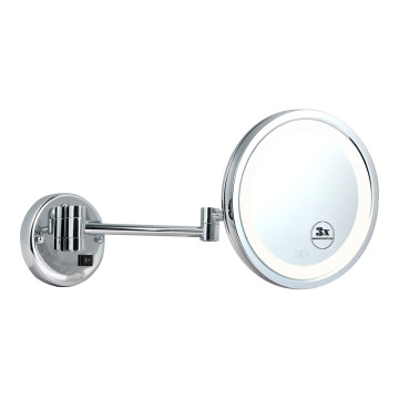 Lighted extending bathroom wall mirror