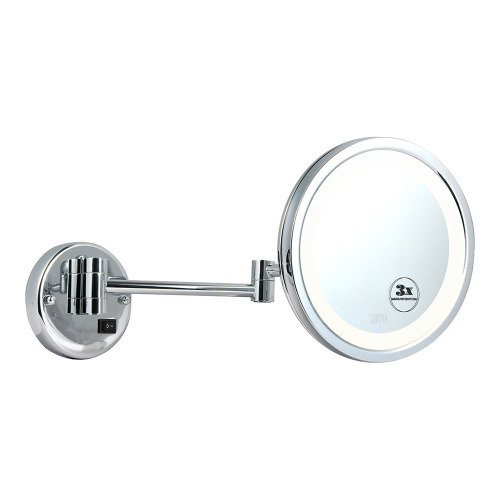 Round lighted framed bathroom mirror