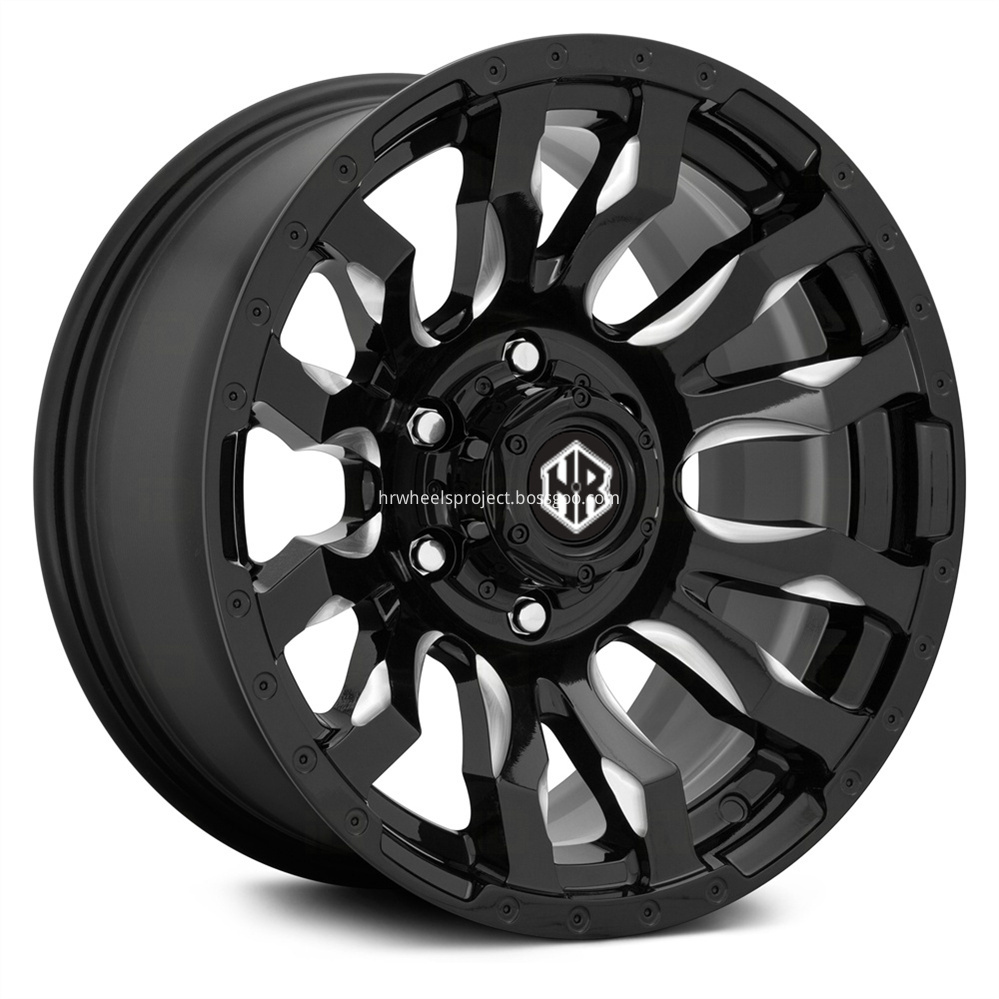 Hrw Off Road Wheels Hr0215 Gloss Black Milled