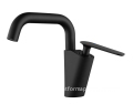 Bathroom Modern Design Black Brass Single Hole Seven Shaped Curved Basin Faucet