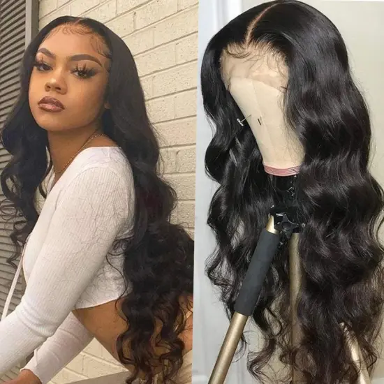 Lace Front Wigs Human Hair 30 inch Body Wave T Lace Frontal Wigs For Black Woman 150% Density 12A Dyale Natural Black Hair Wig