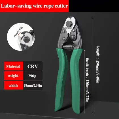 Green stamped wire rope shears