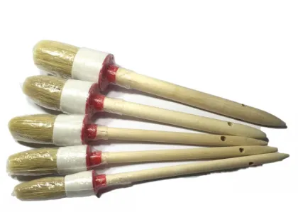 wooden handle 3 pieces car detail brushes