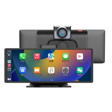 QSF 10.26 Inch Dual Bluetooth Stereo with Android Auto and Wireless CarPlay Dashcam DVD Audio System MP5 Player for Car