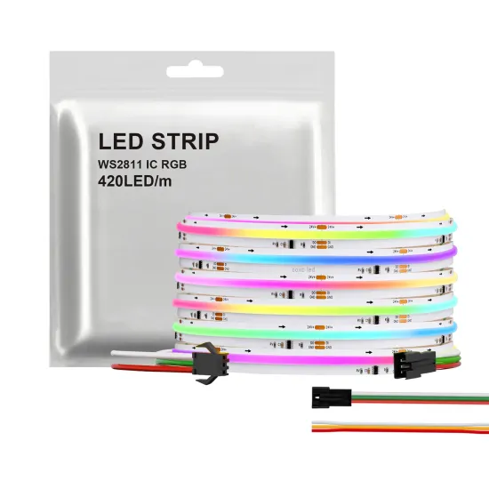 Digital COB Dream Color WS2811 LED Strip Light - DC12V/24V, 420/720LED, Addressable RGBIC SPI Pixel Strip
