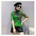 High neck mesh t-shirt women