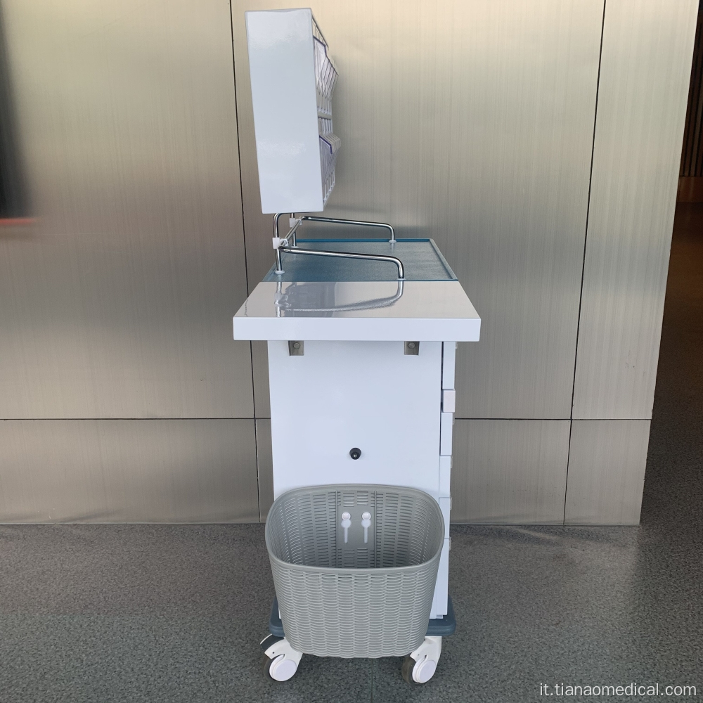 Carrello per anestesia Tianao con organizer per contenitori inclinabili