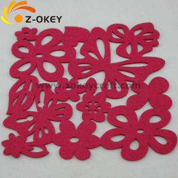 environmental Flower shaped felt cup coaster