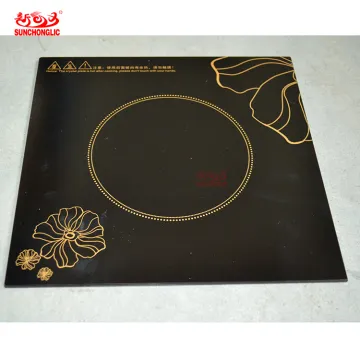 High Standard Commercial Sunchonglic Induction Cooker Glass Plate Set, 26x26cm Black Crystal Plates