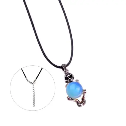 Gems Precious Opal Jewelry Skull Silver Pendant