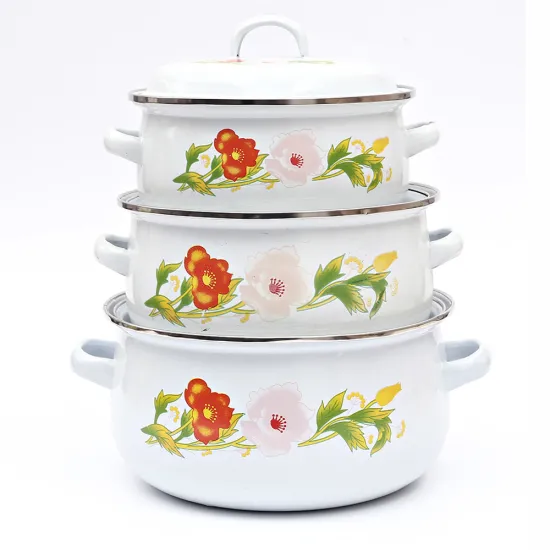 Hotsale 3 PCS Decal Kitchenware Enamel Cookware Set