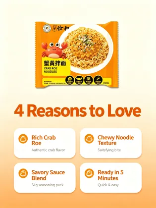 Instant crab roe noodles for supermarket shelves