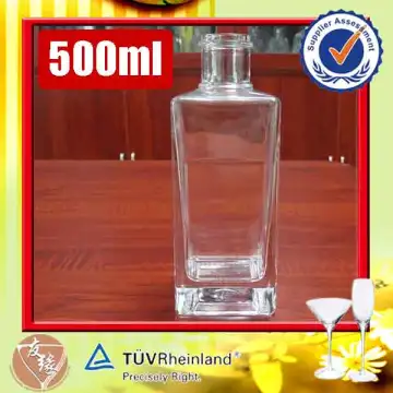 Spirits pakaging fine white glass food grade 500ml empty rectangular glass bottles