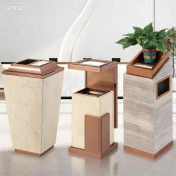 Stainless Steel Trash Can with Custom Design and Smoke Holder