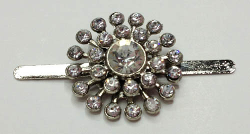 2.3cm Round Metal Shoe Clips with Rhinestone Embellishment