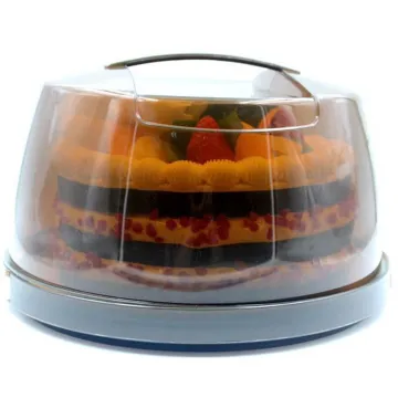 2017 brown color plastic portable food storage box cake taker with ice pack platform