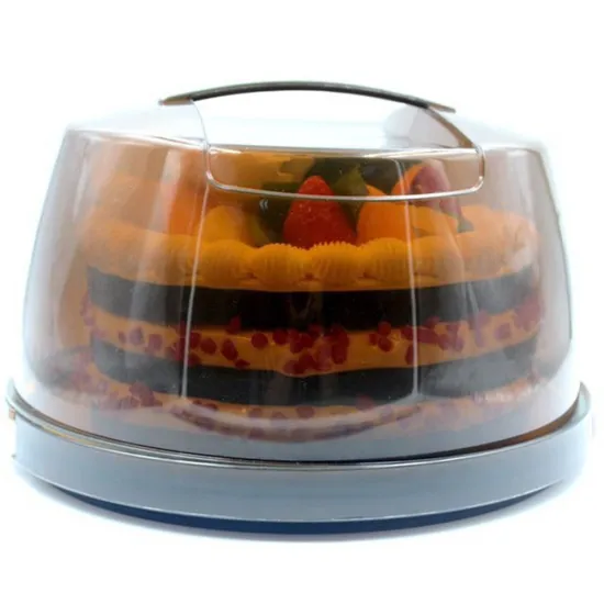 2017 brown color plastic portable food storage box cake taker with ice pack platform