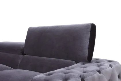Velvet Chesterfield Sofa with Adjustable Headrest