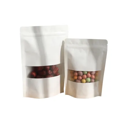 white/brown kraft paper ziplock bags