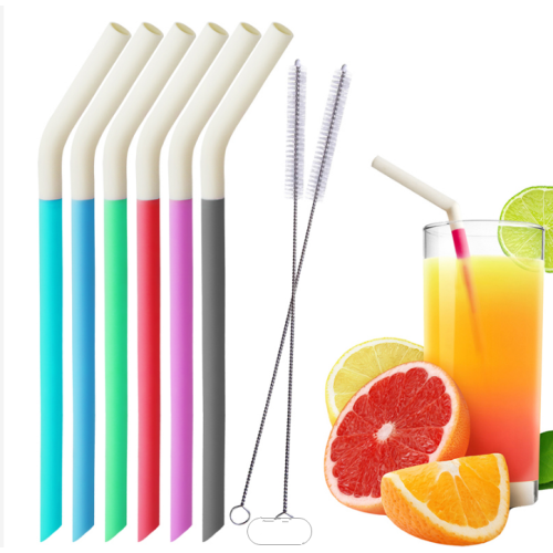 Multi Warna Makanan Gred Silikon Boleh Digunakan Boleh Minum Straws