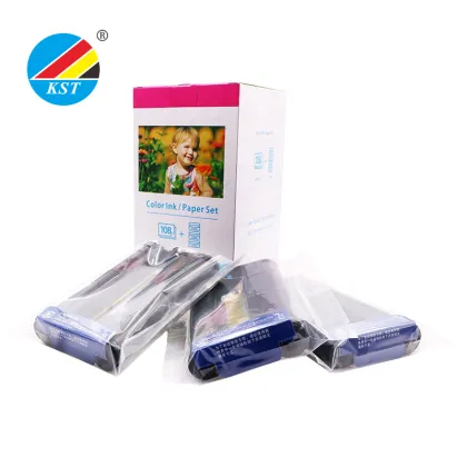KP 108IN Color Ink Cartridge and Accessories for Canon Selphy Printers: CP1300, CP1200, CP1100, CP900 with Photo Paper Set