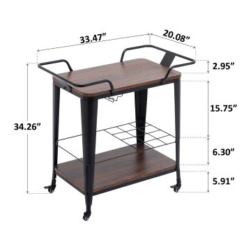Luxury Gold Metal Serving Bar Carts for Trolley Service
