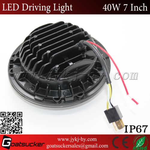 super bright 40w jeep wrangler lights, 7 inch round led headlight 40w with daytime running light