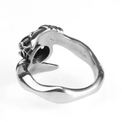 Mens Red Garnet Metal Stainless Steel Scorpion Ring