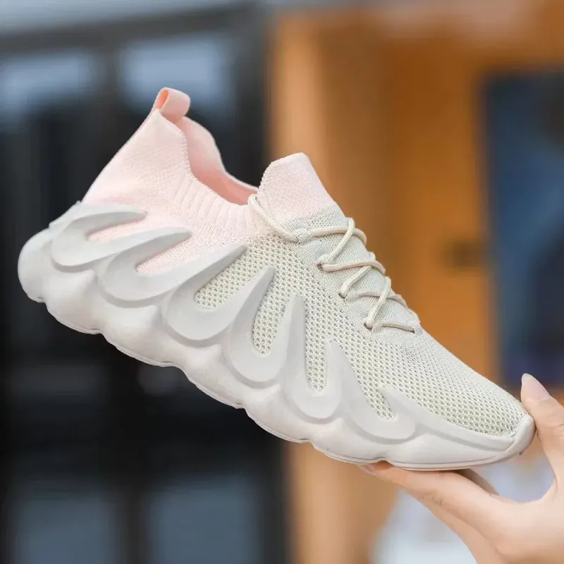 Customize Brand Fly Knitting Ladies Casual Tennis Athletic Shoes