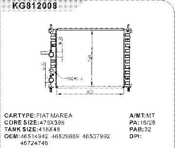 car radiator car for FIAT MAREA OEM:46514942  46529669