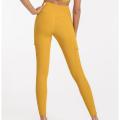 Calças de ioga com nervuras femininas leggings com bolso