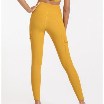 Pantalons de yoga côtelés pour femmes Leggings avec poche