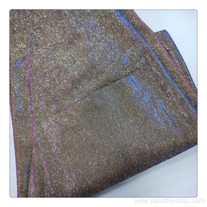 shiny fancy fabric blue polyester glitter fabric knit fabric for dress