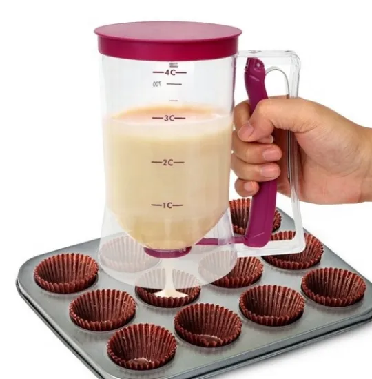 Baking Tools: Cupcakes, Pancakes, Cookies, Cakes, Muffins, Waffles Dispenser & Measuring Cups