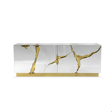 Customized Leather Buffet Cabinet - Luxury Wood Sideboard