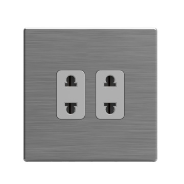 2Gang 2Pin Universal Socket Stainless Steel Cover