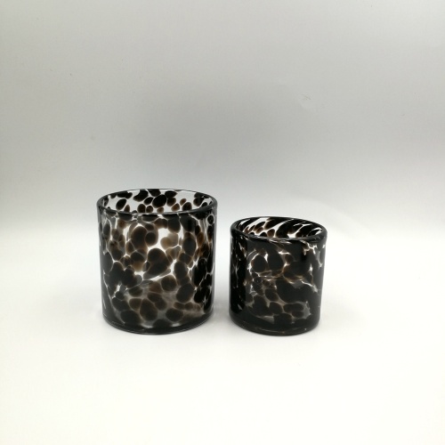 Vaso grueso leopardo negro para vela