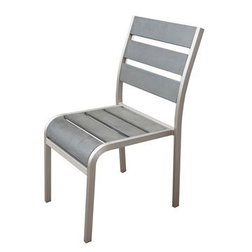 Aluminum outdoor dining chair with polywood, ideal for indoor and outdoor use