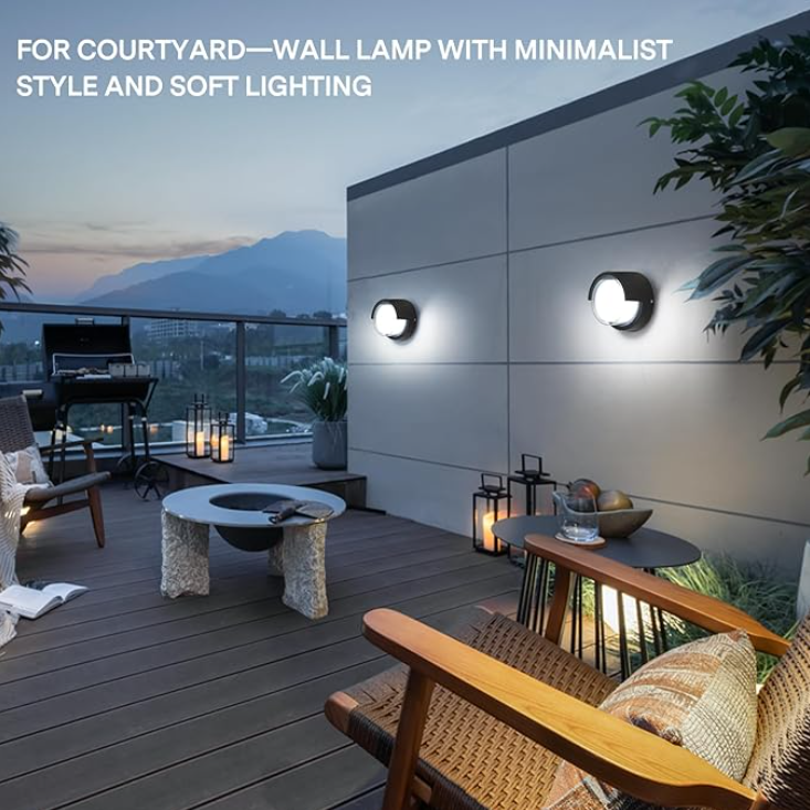 Garden/terrace waterproof circular wall-mounted lamp