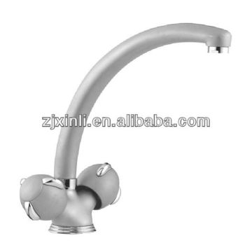 High Quality Dual Handle Brass Kitchen Faucet, Polish and Grey Color