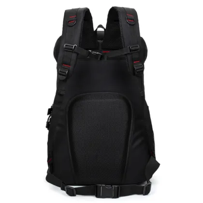 Black casual waterproof nylon mountaineering backpack
