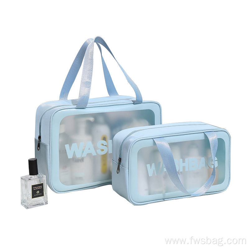 High Quality Factory Wholesale Fashion Transparent Custom Logo Multi Function Large Capacity Travel Soft PU Cosmetic Bag